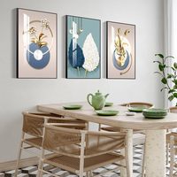 Lot de 3 tableaux décoratifs modernes et simples pour salon, peintures murales créatives pour fond de canapé, peintures en porcelaine cristalline assorties