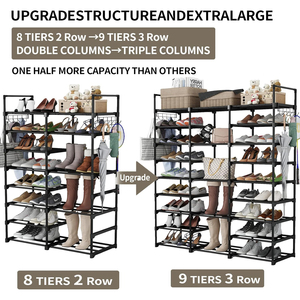 3 Row 9 Tier Tall Shoe Rack Organizer for Closet Entryway Adjustable Shoe <strong>Boot</strong> Storage Rack Shoe <strong>Stand</strong> for Bedroom Corner - Product Image 6