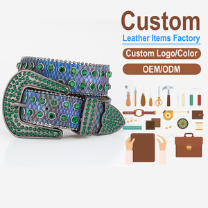 Cinturón de Diamantes de Imitación Personalizado para Mujer, con Estampado Animal, de Cuero PU, Hebilla de Marco Cuadrado de Aleación, Cristales Brillantes, para Fiesta, Casual, de Moda - Product Image 1