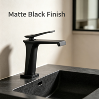 Robinet de lavabo contemporain noir mat chromé à levier unique, supporte le logo personnalisé