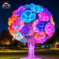 Luz Decorativa LED RGB para Exteriores, Resistente al Agua, con Diseño de Árbol de Flores, Ideal para Parques Urbanos