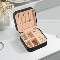 Boîte à bijoux de luxe en velours noir motif hawaïen pour femme, avec fermeture éclair, légère, durable, portable, étui de voyage personnalisé