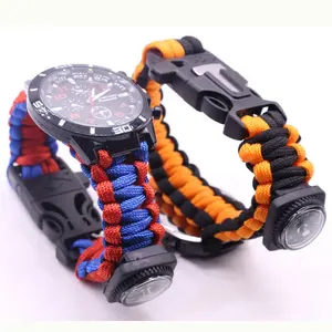 Regalo de supervivencia Pulsera reloj de emergencia al aire libre, niños Hombres mujeres reloj