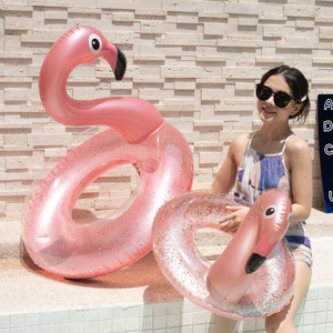 Anillo de natación inflable de PVC de Flamenco de tamaño completo para niños y adultos Flotadores de piscina de juegos de agua y tubos de natación de animales - Product Image 4