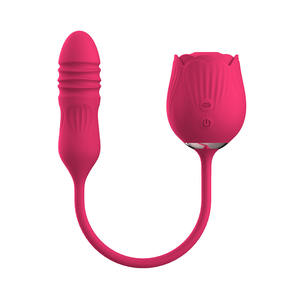 女性用大人のおもちゃ2 in 1バラ吸引ディルド伸縮バイブレーター膣クリトリス - Product Image 6