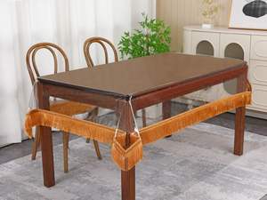 OFERTA ESPECIAL - <span class=keywords><strong>Mantel</strong></span> transparente de PVC <span class=keywords><strong>con</strong></span> borde de flecos blancos - Product Image 5