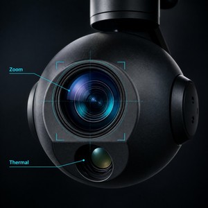 Stabilisateur IA à double capteur avec zoom optique 10X, 4K UHD, 8MP, thermique 640x512, détection et suivi IA 13,5 mm - Product Image 4