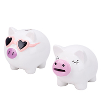 Redeco Nouveau Design Pot à Monnaie Tirelire Mignonne en Céramique Blanche Tirelire pour Enfants pour Cadeaux Décoration de la Maison