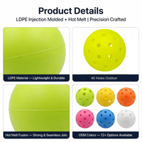 Balles de pickleball d'extérieur USAPA de haute qualité, durables, écologiques, en plastique LDPE monobloc, 40 trous, pour l'entraînement
