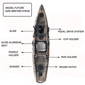 Système de conduite pour pêche, pédales, <span class=keywords><strong>kayak</strong></span>, siège unique, professionnel, <span class=keywords><strong>pas</strong></span> <span class=keywords><strong>cher</strong></span>, 9/12 pieds - Product Image 2