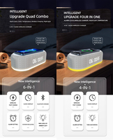Chargeur sans fil innovant en forme de G, haut-parleur, charge rapide 15 W, horloge numérique intelligente avec lumière nocturne RVB pour le bureau