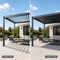 Gazebo et pergola en aluminium thermolaqué écologique intelligent avec lames motorisées, gazebo rétractable pour extérieur, terrasse au bord de la piscine