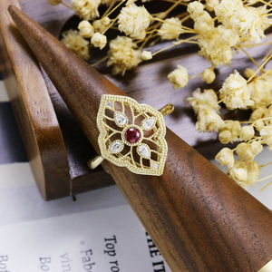 Deyin New vintage phong cách đá quý đồ trang sức mỹ Set 18K vàng nguyên chất bất tự nhiên Kim Cương <span class=keywords><strong>Ruby</strong></span> nhẫn cho phụ nữ - Product Image 6