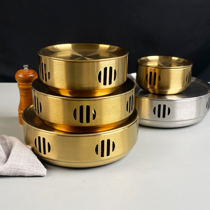 Moderner Tragbarer Runder Edelstahl Isolierter Speisenwärmer Ofen mit Fernbedienung Winddichter Deckel Kerzenbeheizt für Camping und Garten - Product Image 1