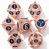 1PC Regal Copper Sapphire Blue Metal Handmade Eco-Friendly DND Dice Set Sharp Edge Polyhedral for Dungeons Dragons RPG Board