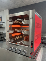 Barbecue à gaz commercial d'extérieur en acier inoxydable à 4 brûleurs avec rôtissoire automatique pour steaks et viandes