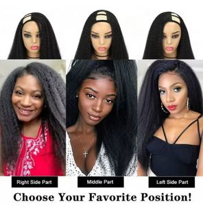 Wholesale V Part U Part Wigs Handmade No Leave Thin Part Indian Hair <b>Body</b> <b>Wave</b> Curly Medium Length Remy Hair Natural Color - Product Image 5