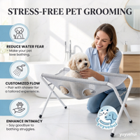 Support de Douche Pliable pour Animaux Domestiques à Usage Domestique, Léger, Relevé, avec Hamac en Maille Respirante pour le Toilettage et le Bain des Chiens et Chats de Petite et Moyenne Taille