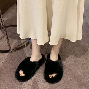 Finta Pelliccia Diapositive <span class=keywords><strong>Visone</strong></span> Doppio Cinghie Del Progettista Fluffy Pelliccia Del Faux Pantofole Donna - Product Image 6