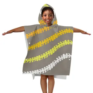 Customized Comfortable Water Absorption Skin And Soft Children's Bath Towels Puakenikeni Art Line Children's Hooded Bath Towel