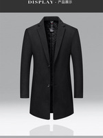 Manteaux trench slim pour hommes, automne/hiver, décontractés, couleur unie, en laine, longs, en tweed épais