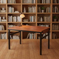 Ensemble de table à manger extensible en bois brun rustique moderne avec 2 bancs à dossier haut, structure en métal, marque Suntop, meubles de salle à manger pour la maison