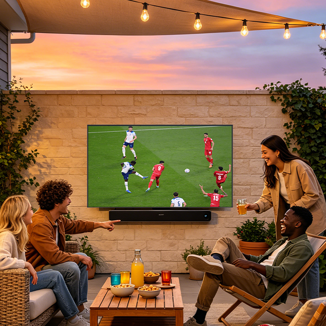 HUSHIDA 55 Inch 1000nits Outdoor Smart TV IP55 Waterproof LCD Television Ultra Bright Wide Screen for Villa Garden Balcony