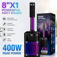 Enceinte Karaoké Portable CSN-S8YZ avec Woofer 8'', Lumières RGB, TWS, Micro Sans Fil, Grande Puissance de Pointe, pour Extérieur