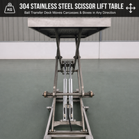 Table élévatrice hydraulique en acier inoxydable 304, capacité 500 kg, plateforme mobile pour carcasses avec roulettes à billes pour abattoir