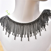 Exquis Long et Court Gland Diamant Chaîne Strass Ruban Frange Garniture Applique Coudre Robe De Soirée Jeans Vêtements Accessoires