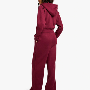 Wholesale 100% High Quality Winter Solid Cropped <b>Hoodie</b> and Stack Sweatpants Outfits Set Women Tracksuit - Product Image 3
