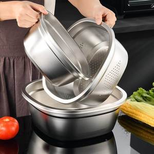 Stainless Steel Vegetable Drain Basket <b>Square</b> <b>Large</b> Size With Even Drain Holes For Kitchen Use - Product Image 3