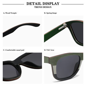Novedades de 2025, gafas de sol con logotipo personalizado, gafas de sol de madera a granel recicladas ecológicas, gafas de sol de madera para monopatín para hombre - Product Image 6