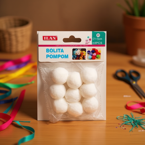 Pallina di pon pon Ilan da 3,0 cm bianca per decorazioni artigianali e progetti fai da te - Product Image 2