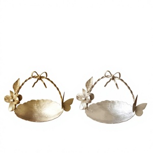 Panier à fruits secs décoratif en métal de luxe avec poignée, bol de service floral, panier à bonbons pour la décoration de table et de la maison - Product Image 2
