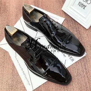 Chaussures en cuir pour hommes, cuir de vachette véritable de première qualité, finition brillante, assemblage en trois parties, tenue de cérémonie, chaussures de marié - Product Image 5