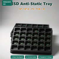 Plateau plastique antistatique ESD sur mesure, thermoformé, pour emballage de composants PCB IC, résistivité de surface 10^6-10^9 Ohm