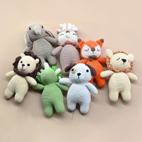 Nouvelles hochets créatifs faits main en tissu tricoté au crochet, peluches d'animaux marins, emballage en sachet, jouet DIY pour enfants