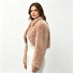 <span class=keywords><strong>Veste</strong></span> courte élégante en fausse fourrure rose poudré pour <span class=keywords><strong>femme</strong></span> Zeyu, ouverte sur le devant, à manches longues, duveteuse, manteau court, manteaux en fausse fourrure écologiques pour <span class=keywords><strong>femme</strong></span> - Product Image 2
