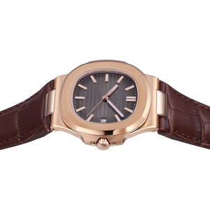 Reloj de pulsera de lujo para hombre, mecánico automático, con caja de acero inoxidable, cristal de zafiro, correa de piel de cocodrilo marrón, con indicador de fecha - Product Image 4