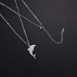 18k الذهب مطلي قلادة مجوهرات من صلب لا يصدأ لطيف طقم مجوهرات دولفين الحيوان قلادة قابل للتعديل النساء أزياء المختنق - Product Image 3