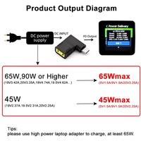 Convertidor PD de 65W Lenovo, Adaptador de Carga de Corriente de Cuadrado a Tipo C, Conector USB-C Macho a Entrada Cuadrada Hembra para Laptop