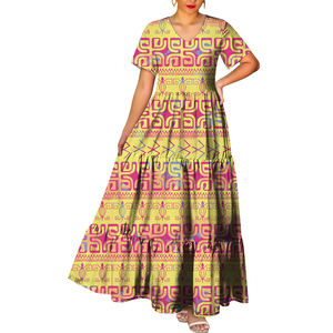 Vestido Corto con Cuello en V para Mujer, Estilo <span class=keywords><strong>Marquesan</strong></span>, Tatuaje Polinesio, Personalidad Casual, Moda Elegante, Ecológico - Product Image 4