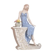 Sculpture de fille nordique de luxe léger, artisanat en céramique fait main, ornement décoratif pour salon, décoration intérieure