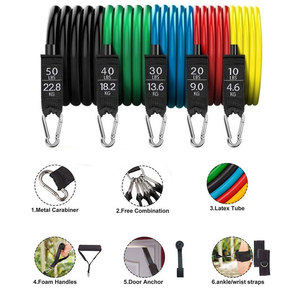 11-Pcs 150lbs Tubes de tonification à résistance lourde Bande élastique d'entraînement <span class=keywords><strong>Bandes</strong></span> de <span class=keywords><strong>latex</strong></span> de <span class=keywords><strong>fitness</strong></span> - Product Image 3