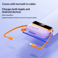 Nouvelle batterie externe à charge ultra-rapide 22,5 W avec câble intégré, grande capacité 10000 mAh, sortie multi-ports USB, portable