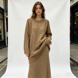 Suéter Oversize para <span class=keywords><strong>Mujer</strong></span> con Tacto de Cachemira, Cuello Redondo, Manga Larga, Tejido Holgado de Mezcla de Lana, Suave y Cálido, Informal para Otoño e Invierno - Product Image 5