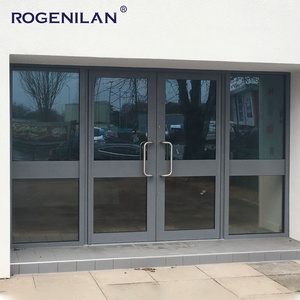 Portes d'entrée commerciales modernes Rogenilan en aluminium à <span class=keywords><strong>double</strong></span> vitrage, portes de magasin extérieures anti-effraction en verre - Product Image 6