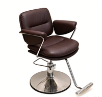 Fauteuils de coiffure de luxe pour salon, style Ins, chaise de coiffure rembourrée, base ronde en acier inoxydable, mobilier de salon