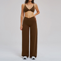 Meilleures ventes, ensembles de yoga personnalisés pour femmes, 2 pièces, leggings larges pour femmes, tenues de sport pour la salle de sport